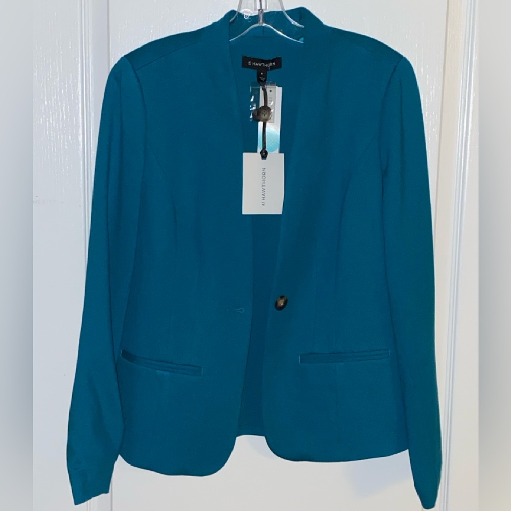 41 Hawthorn Women's Collarless Teal Blazer, M, NWT